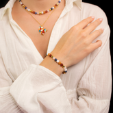 Women’s Confidence & Creativity Bracelet with White Agate, Carnelian, Dumortierite, Rose Quartz & Gold